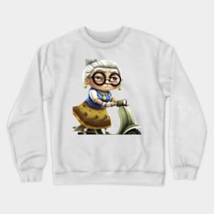 Little Old Lady on Scooter Crewneck Sweatshirt